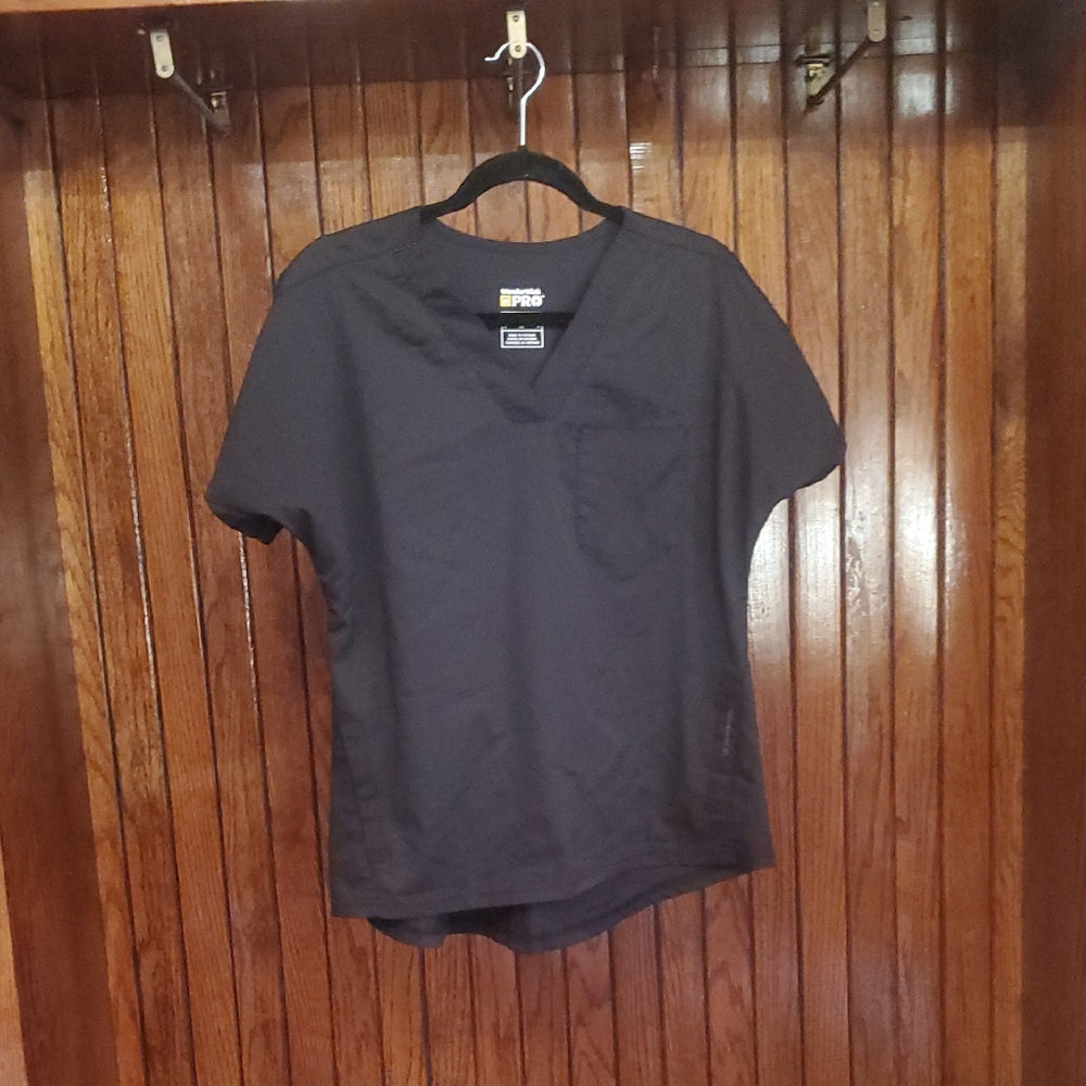 ❤ 3 For $18 WONDERWINK SCRUB TOP Women's Short Sleeve Black Top SIZE SMALL